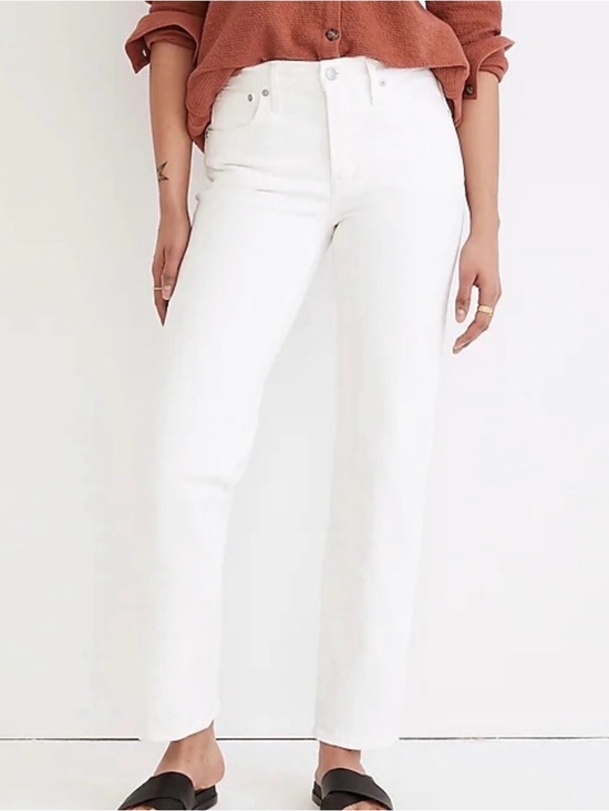 Madewell Denim - madewell mid rise perfect vintage straight jean white, 27
